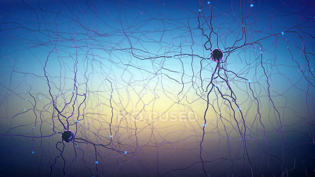 Estructura abstracta de la red neuronal sobre fondo claro, ilustración digital
. - foto de stock
