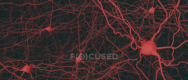 Абстрактна структура нейронної мережі на темному тлі, цифрове зображення. — стокове фото