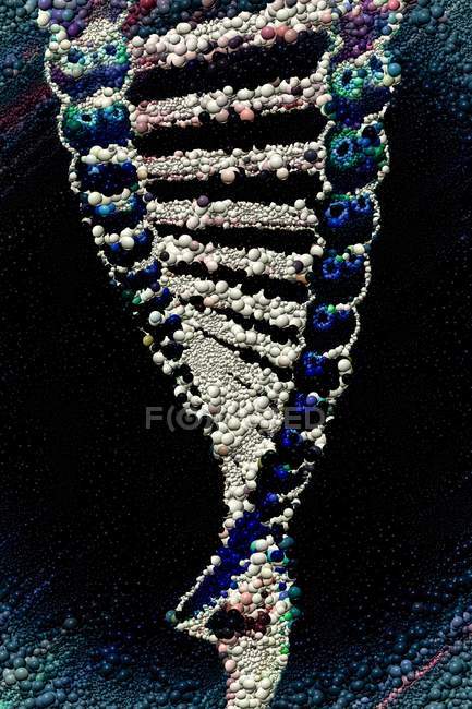 Hélice de DNA gerada digitalmente abstrata sobre fundo preto . — Fotografia de Stock