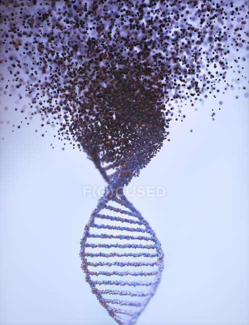 Ilustración digital de la molécula de ADN con daño, concepto de trastorno genético
. - foto de stock