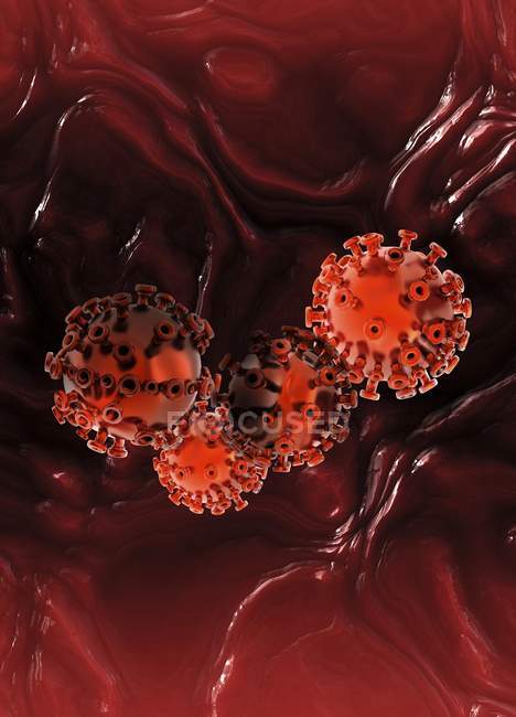 HIV vírus da imunodeficiência humana na corrente sanguínea, ilustração digital — Fotografia de Stock