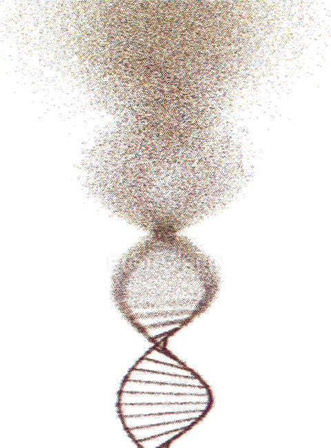 Molecola di Dna in rovina, illustrazione concettuale del disturbo genetico. — Foto stock