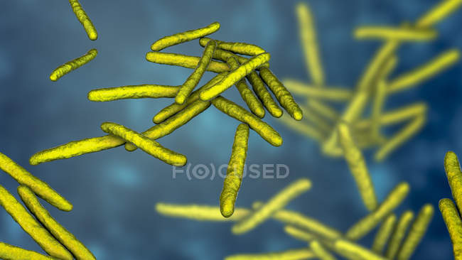 Цифрова ілюстрація Mycobacterium leprae грам-позитивних род-подібних бактерій, що є причиною прокази.. — стокове фото