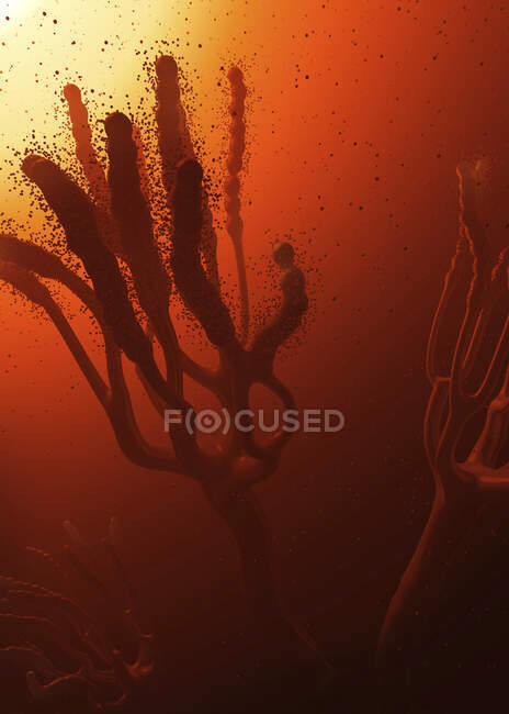 Спори випуску Fungus, комп'ютерна ілюстрація — стокове фото