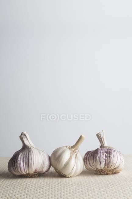На білому тлі цибулини часнику Allium Sativum.. — стокове фото