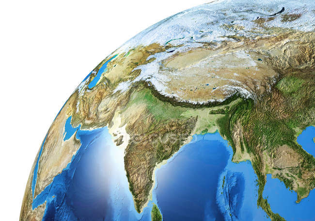 Zone asiatique du globe terrestre, illustration 3D détaillée et photoréaliste
. — Photo de stock