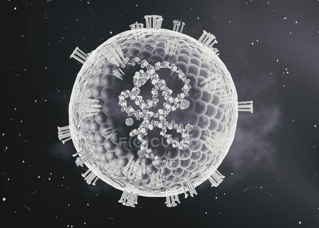 Abstraktes Masernvirus-Teilchen, digitale Illustration. — Stockfoto