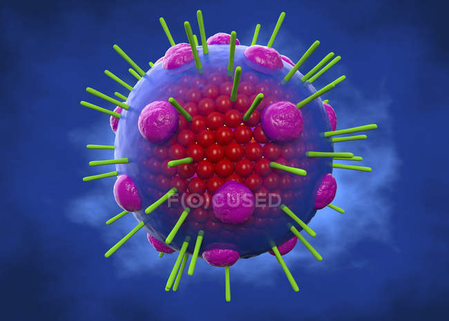 Influenza myxovirus particle містить Rna, 3d digital illustration. — стокове фото