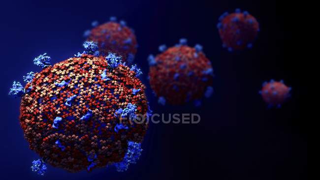 Цифрова ілюстрація абстрактних частинок коронавірусу. — Stock Photo