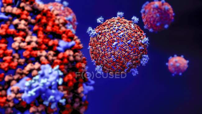 Ilustración digital de partículas abstractas de coronavirus . - foto de stock
