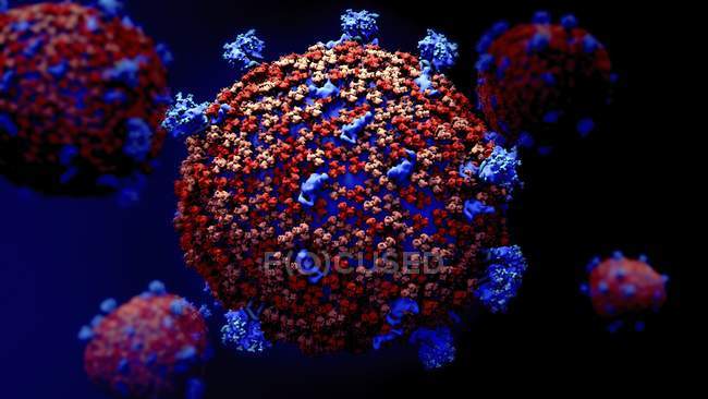 Цифрова ілюстрація абстрактних коронавірусних частинок . — стокове фото