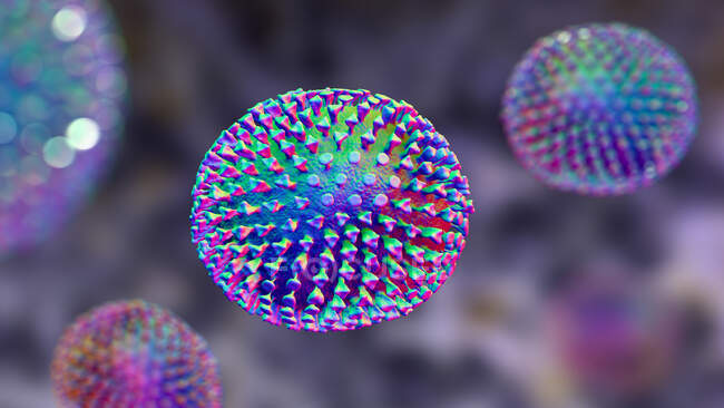 Virus de la gripe, ilustración por ordenador - foto de stock