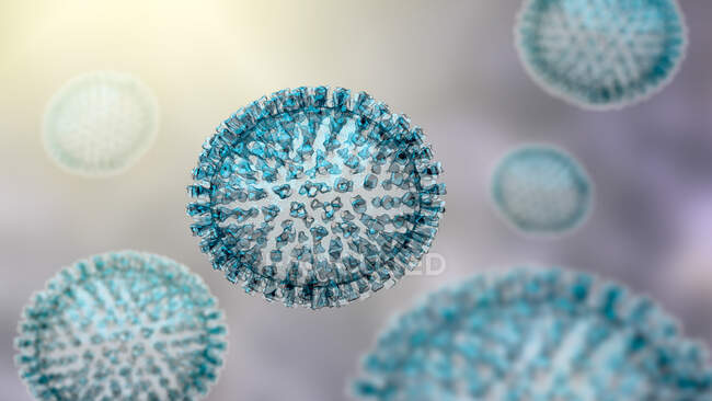 Virus de la gripe, ilustración por ordenador - foto de stock