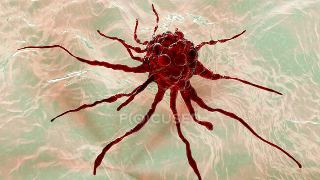 Célula cancerosa, ilustración informática - foto de stock