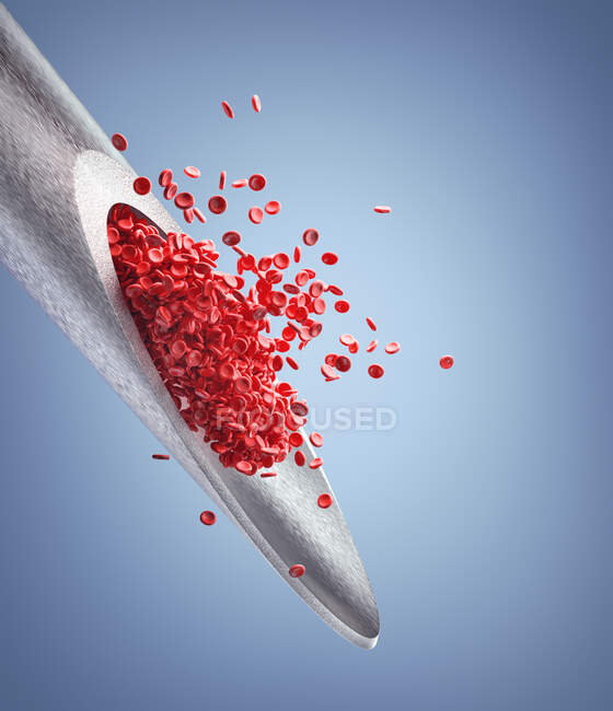 Гіподермічна голка і кров, комп'ютерна ілюстрація — стокове фото