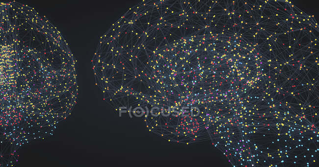 Il cervello umano rappresentato da punti luce collegati da linee, illustrazione 3d
. — Foto stock