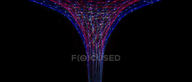 Representação abstrata de um wormhole constituído por linhas e pontos, ilustração 3d . — Fotografia de Stock