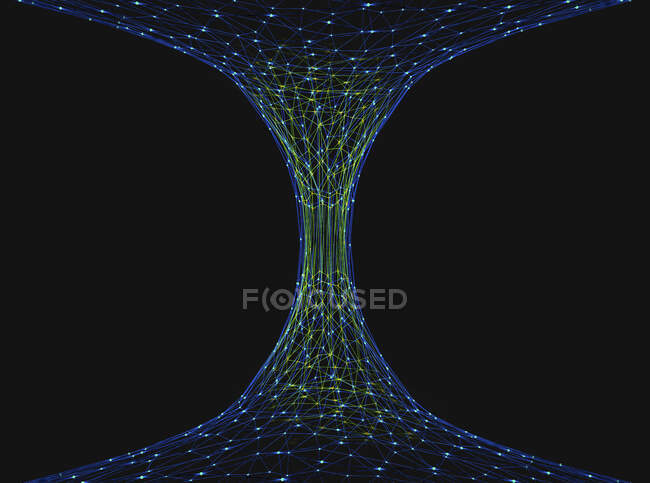 Representación abstracta de un agujero de gusano consistente en líneas y puntos, ilustración 3d . - foto de stock