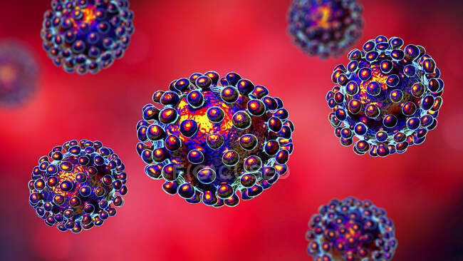 Partículas de coroonavírus, ilustração computacional — Fotografia de Stock