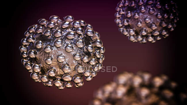 Partículas de coronavirus, ilustración por ordenador - foto de stock
