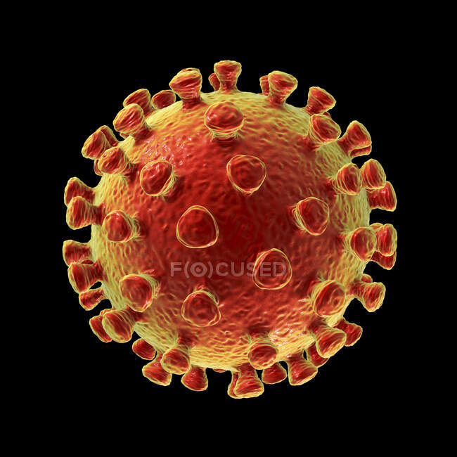 Partícula del coronavirus, ilustración por ordenador - foto de stock