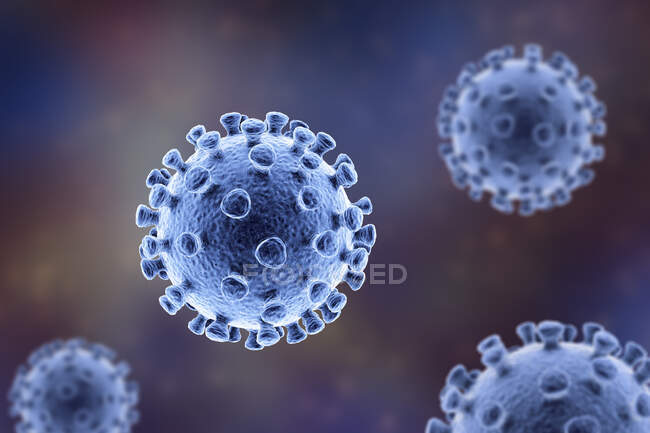 Partículas de coroonavírus, ilustração computacional — Fotografia de Stock