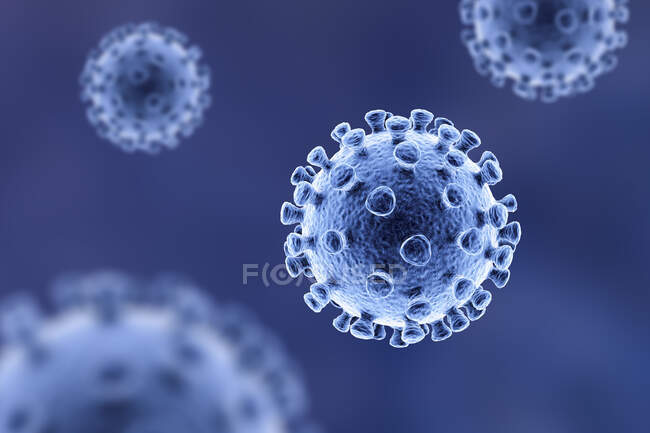 Coronavirus particles, computer illustration — Stock Photo