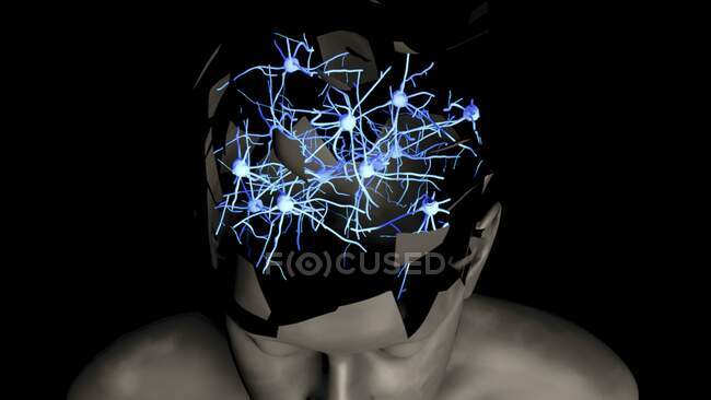 Neurônios cerebrais, ilustração conceitual — Fotografia de Stock