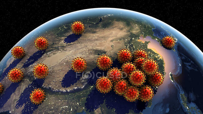 Espalhamento global de coronavírus, ilustração conceitual do computador — Fotografia de Stock