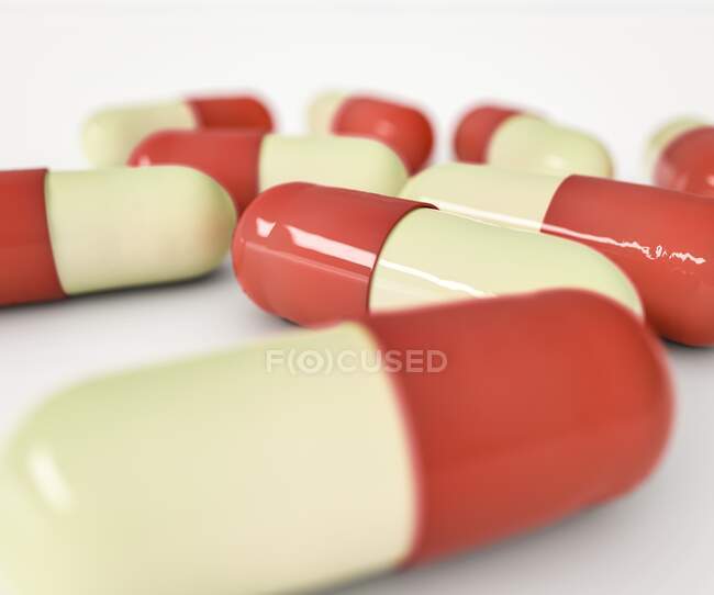 Computer generated image of capsules modeled on sample of fluoxetine — Stock Photo