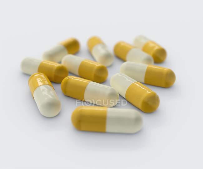 Imagem gerada por computador de cápsulas modeladas em amostra de fluoxetina — Fotografia de Stock