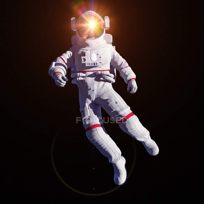 Astronauta en el espacio, ilustración por ordenador - foto de stock
