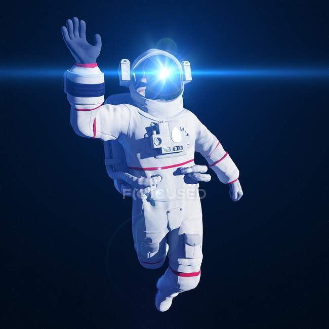 Astronauta nello spazio, illustrazione al computer — Foto stock