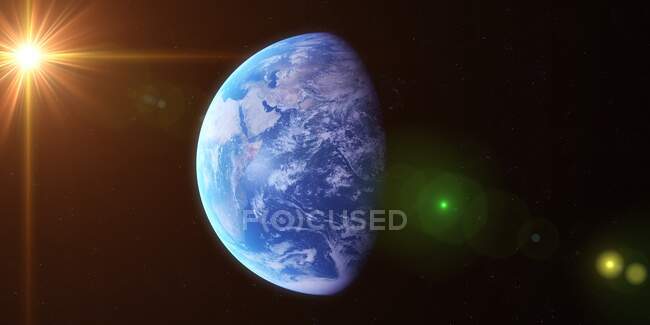 Tierra desde el espacio, ilustración por ordenador - foto de stock