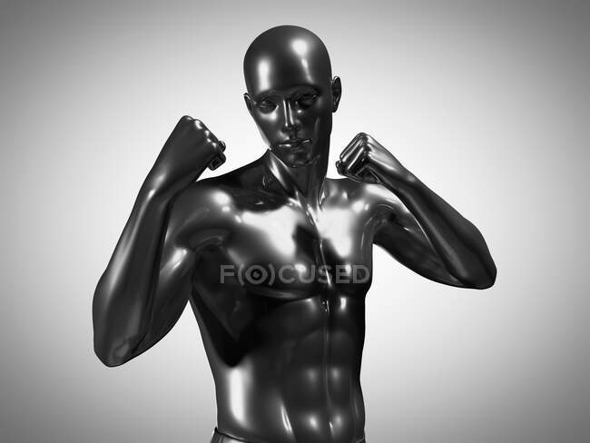 Hombre en pose de boxeo, ilustración por computadora . - foto de stock