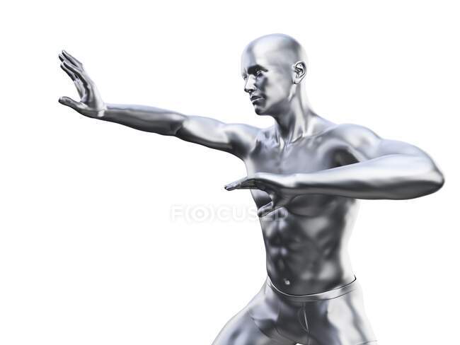 Man in defensive pose, computer illustration — Stock Photo
