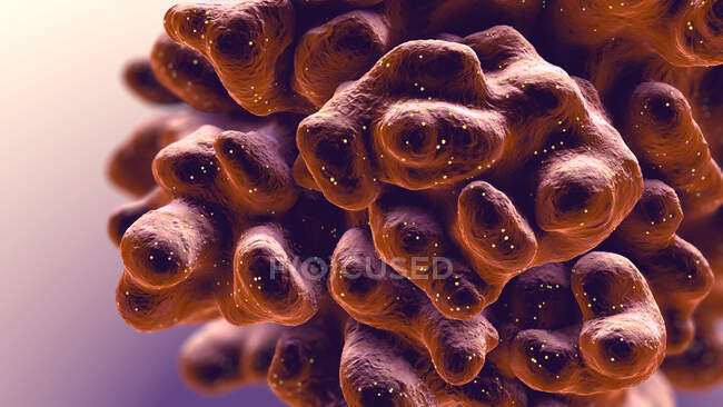 Клітина, заражена частинками вірусу, спричиняє смерть запрограмованої клітини, 3d ілюстрація — стокове фото