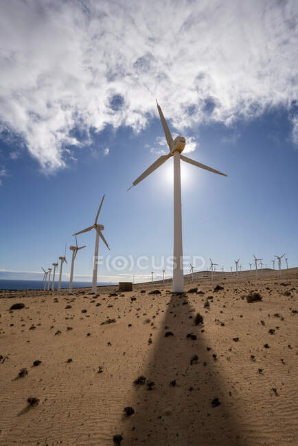 Parque eólico del desierto, California, EE.UU. - foto de stock