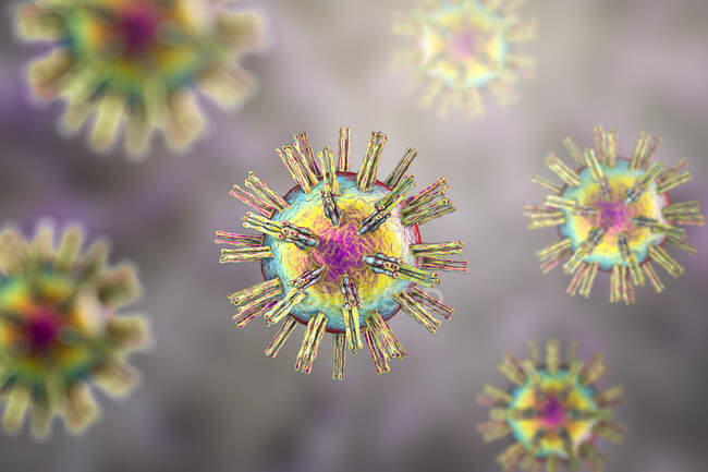 Vírus herpes simplex, ilustração do computador — Fotografia de Stock