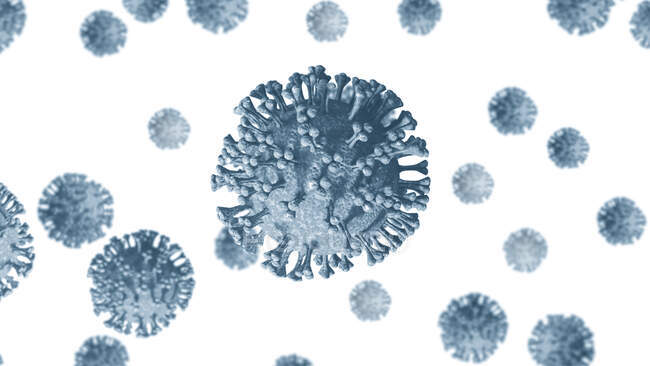 Covid-19 partículas de coronavirus, ilustración por ordenador - foto de stock