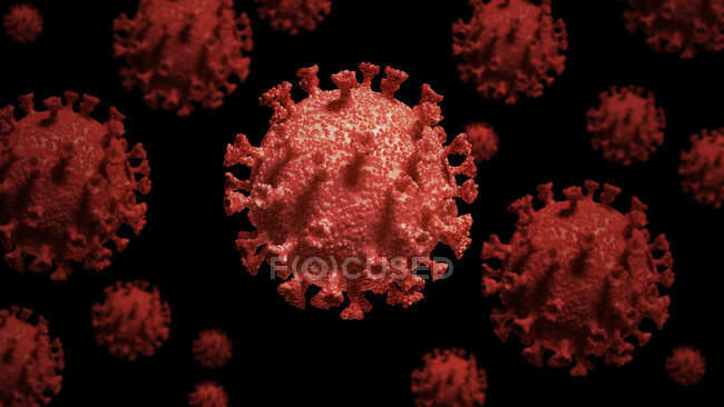 Covid-19 coronavirus particles, computer illustration — стокове фото