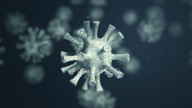 Частинки коронавірусу, комп'ютерна ілюстрація. Різні штами коронавірусу відповідають за такі захворювання, як застуда, гастроентерит та САРС (синдром сильного гострого дихання).) — стокове фото