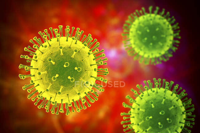 Grupo de virus, ilustración por ordenador - foto de stock