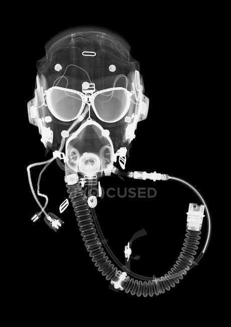 Pilot helmet, X-ray, radiology scan — Stock Photo