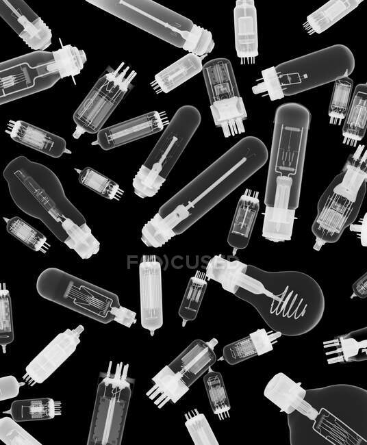 Light bulbs and valve bulbs, X-ray. — Stock Photo