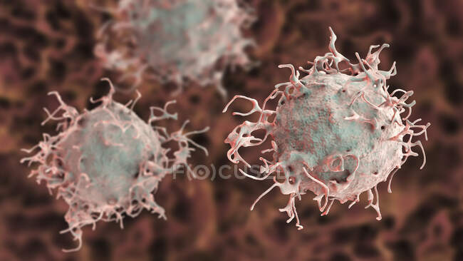 Раковые клетки кожи, компьютерная иллюстрация. — стоковое фото