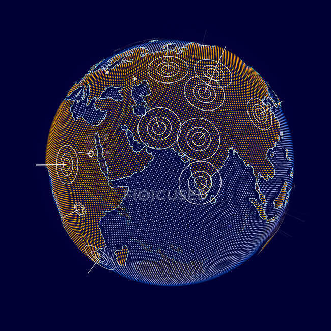 Африка та Азія на земній кулі, комп'ютерна ілюстрація. — стокове фото