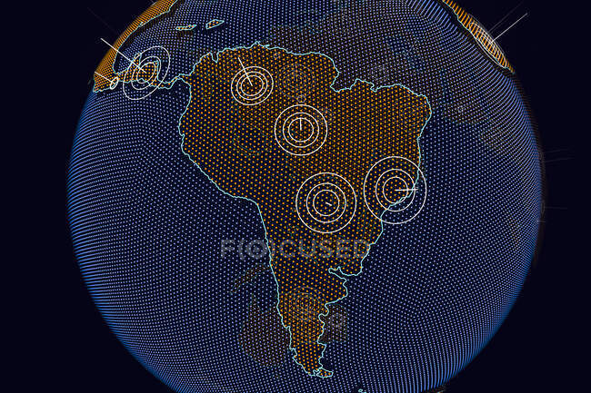 América do Sul no mundo, ilustração computacional. — Fotografia de Stock