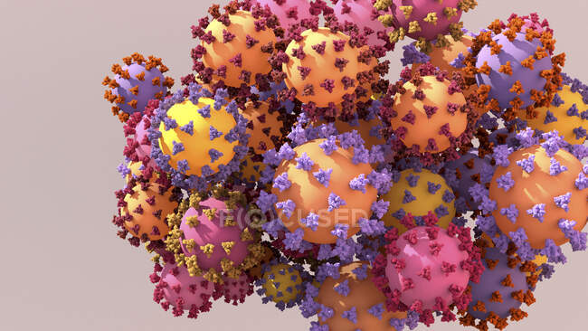 Концептуальна ілюстрація варіантів коронавірусу SARS-CoV-2 з додатковими білками шипа . — стокове фото