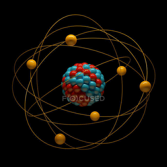 Estructura atómica, ilustración por ordenador - foto de stock